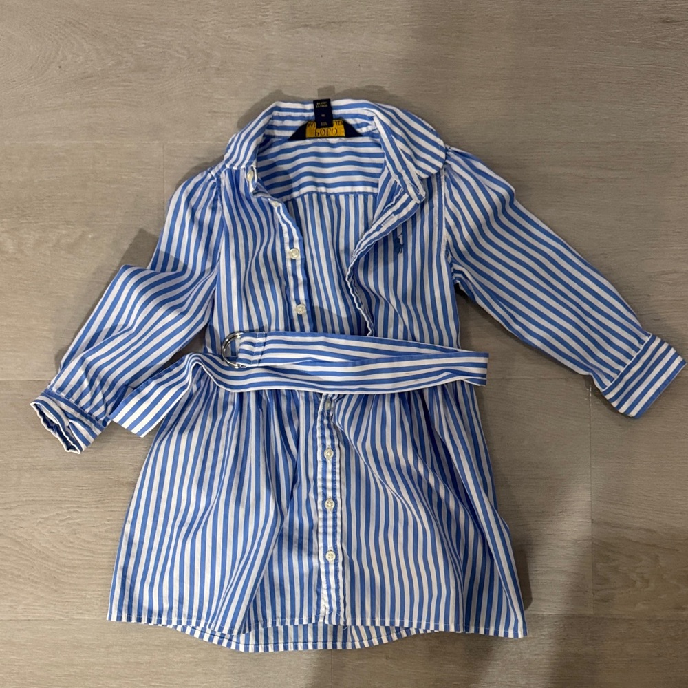Polo by Ralph Lauren Blue and White Striped Kids Dress